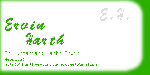 ervin harth business card